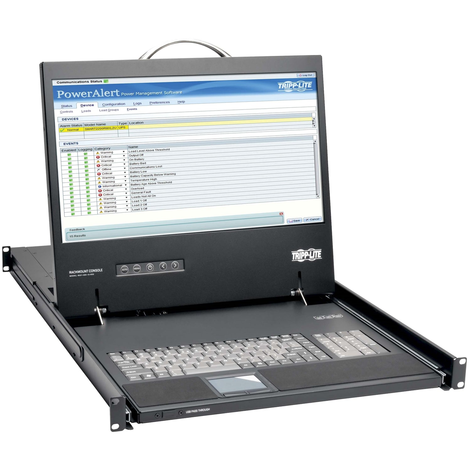 Tripp-Lite Network B021-000-19-HD2 1U RM Console with 19" LCD 1920x1080 DVI/VGA Video Retail